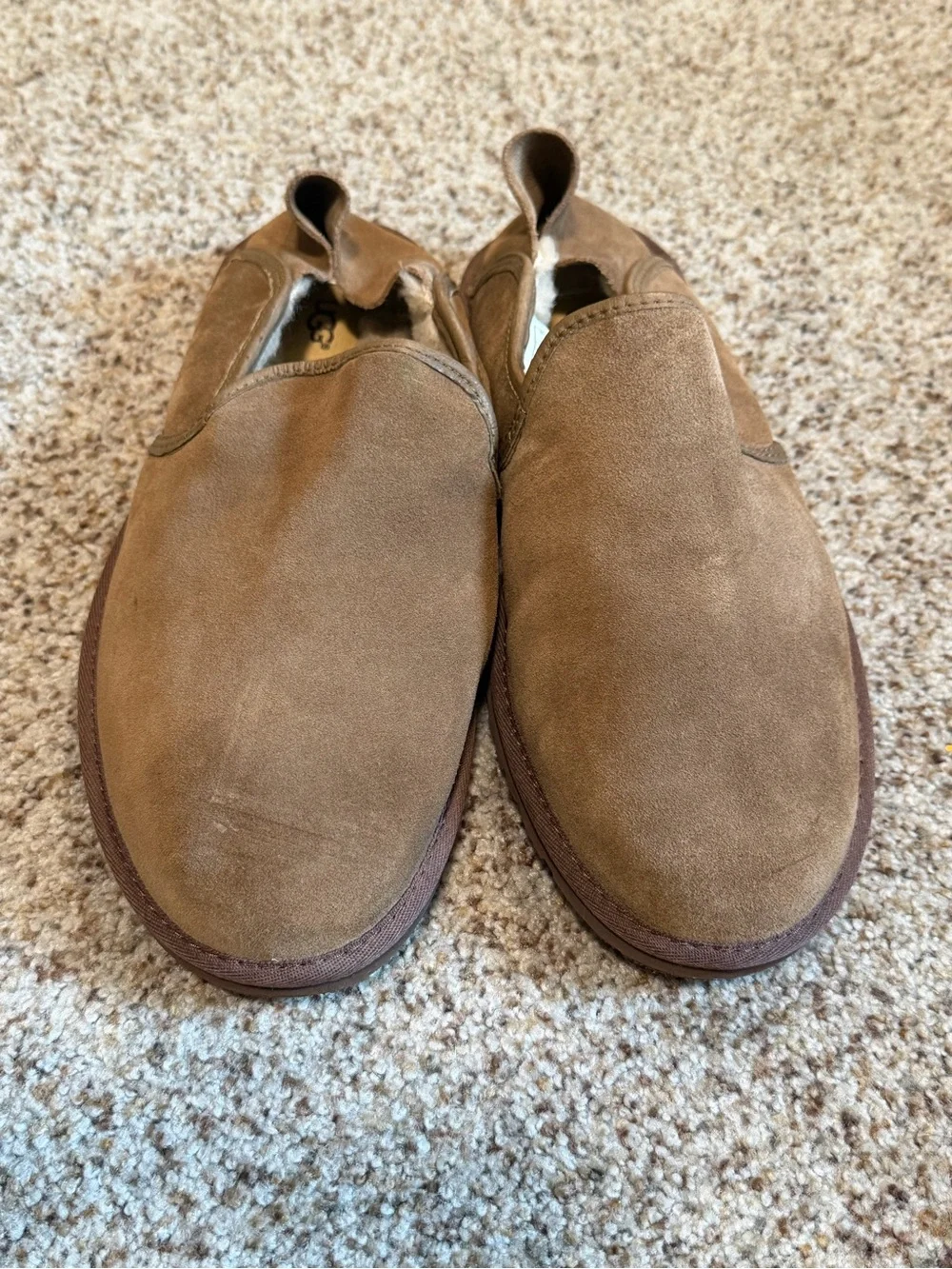 UGG Cooke Men 9 Chestnut Suede Slip On Slippers Loafers 1013485 Collapsible Heel